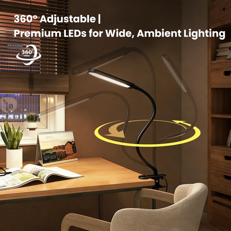 H HNMA HN LED Desk Lamp with Clamp for Reading,Nail