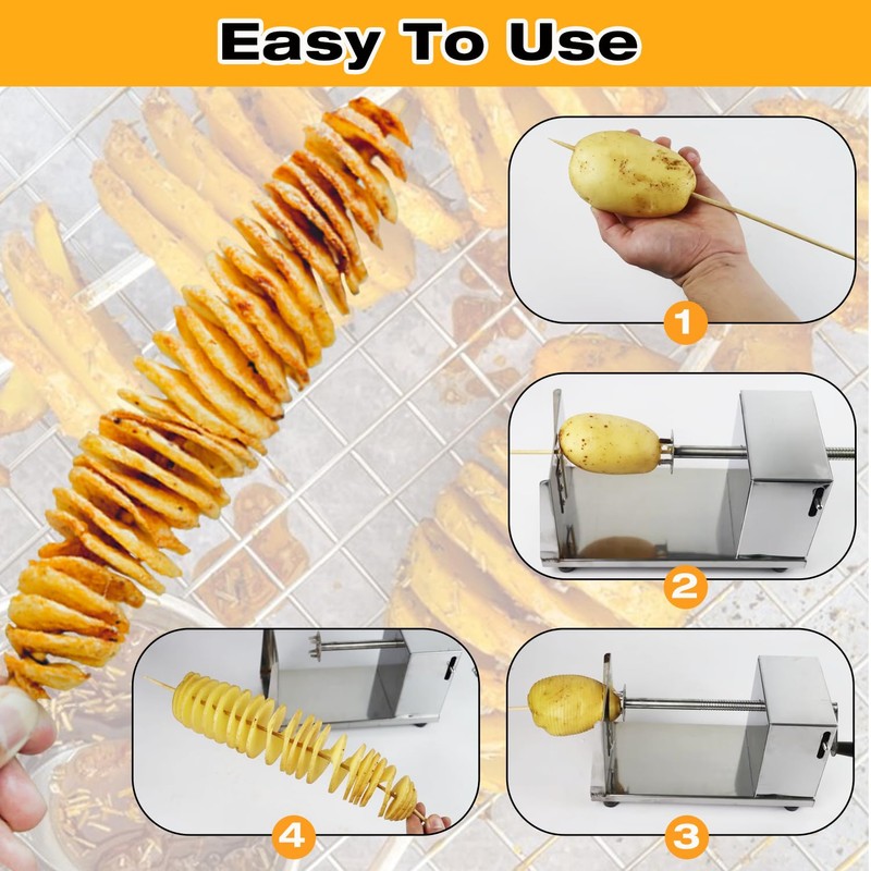 Potato Spiral Cutter, Manual Tornado Potato Spiral Cutter Stainless Steel