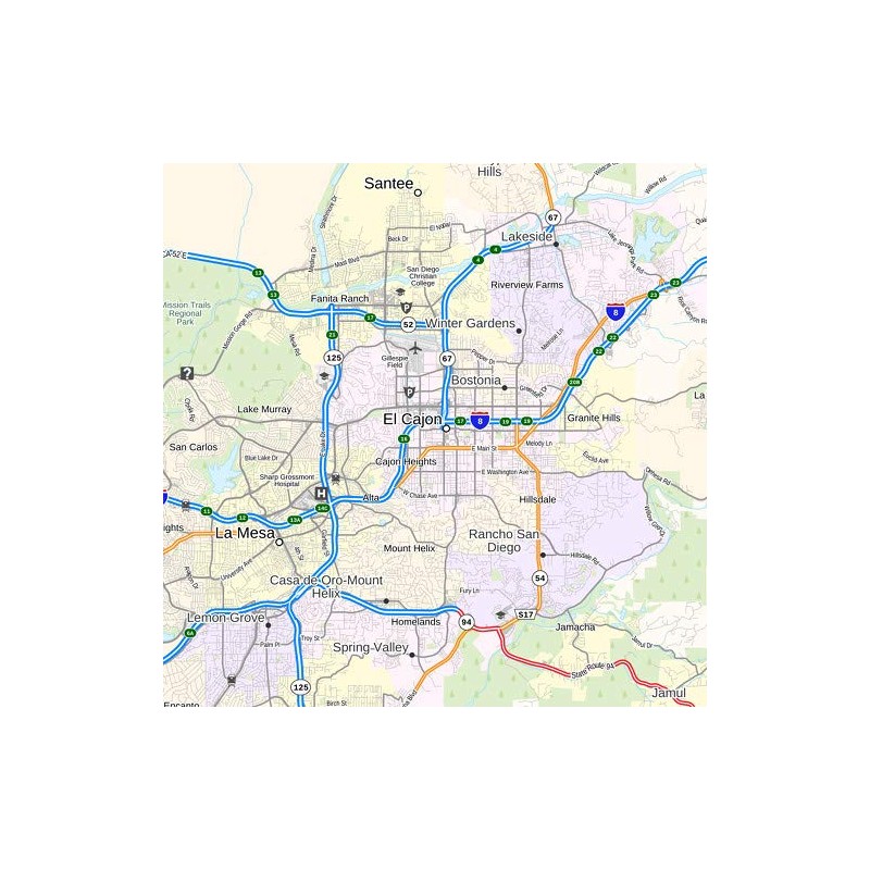 San Diego County, California - 48" x 36" Laminated Wall