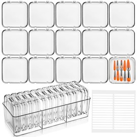 LemonRoad 24 Pcs Press on Nail Storage Box Container with 2 Big Box Organizer Case False Nail Organizer Acrylic Display Case Packaging Boxes with Adhesive Double Sided Tape for Nails Art