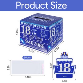 18 Happy Birthday Money Box for Cash Gifts,18th Birthday Decorations,18th Money Pull Box for Cash Gifts for 18 Year Old Boys Girls,A Fun Present Way,Blue with 50pcs Bags