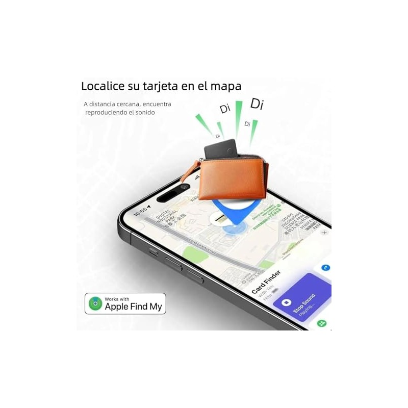 Tarjeta de rastreo de billetera compatible con Apple find my