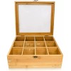 RoyalHouse Royal House Natural Bamboo Tea Box Storage Organizer, 12