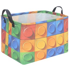 FXOLCSHE Building brick Basket,Building block book storage box,Laundry hamper,Waterproof foldable Kid's laundry basket,nursery basket,Shelf basket,Baby Room decor(Building block)