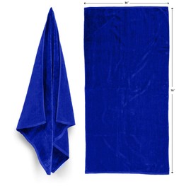 Royal Comfort Over-Sized 34x70 Solid Color (2 per Pack) Royal Blue Terry Velour Beach Towel. Made with 100% Cotton Weighing at 19.0 lbs per doz. Why Settle for Polyester get The Real Thing!