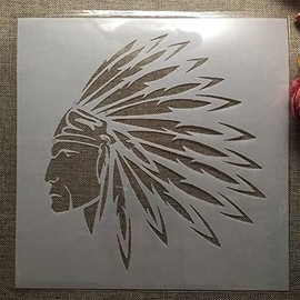 Plantillas reutilizables para pintar sobre madera, 30 x 30 cm, plantillas de dibujo de jefe tribal indio para álbumes de recortes, suministros de arte para decoración de pared
