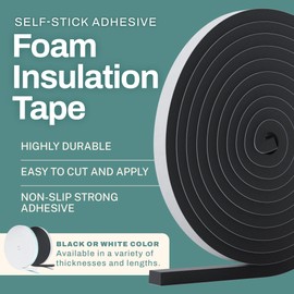 33 Feet Weather Stripping Seal for Doors and Windows Insulation Strip Weatherproof Self Stick Seal 5/16" x 3/8" Soundproof High Density Foam Insulation Tape Adhesive
