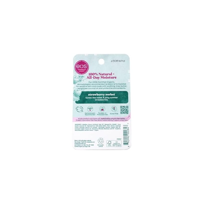 EOS Organic Lip Balm Sphere, Strawberry Sorbet, 0.25 Oz