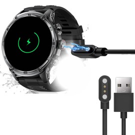 Blueshaweu Charging Cable Compatible with LIGE FV13 Smartwatch 1.85 Inches, Cable Charger Charging Station for LIGE FV13 / HIRREO FV13 Smartwatch (Black + Black)