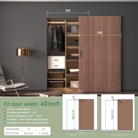 SongYung 40” Concealed Barn Door Hardware Kit with Soft Close Mechanism,Invisible Wall Mount Aluminum Track, Hidden Barn Door Hardware Kit for Door Opening Width 32" to 36"(Door not Included)