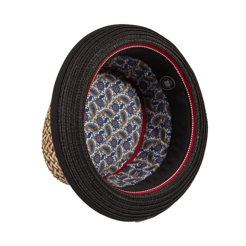 DASMARCA Max Natural with Black Brim Straw Retro Porkpie Summer