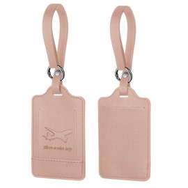 2 Pack Luggage Tags for Suitcases – PU Leather Travel ID Bag Tags with Privacy Cover – Travel Essentials for Luggage, Backpacks, Carry-Ons (Pink)