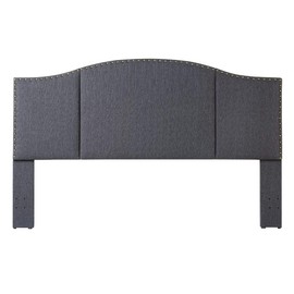 24KF Middle Century Linen Upholstered Tufted King Size Headboard with Nail Heads Trim King/California King headboard-Dark Gray