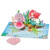 POPWOW Happy 8th Birthday Pop Up Card, Mermaid, Pearl Shell,