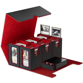 Gomyrod Commander Deck Box for Trading Card, 7 In 1 Card Storage Box Fits 1400+ Standard Sleeveless Cards, Removable Deck Case for TCG/Sports/Baseball Cards with Dice Tray