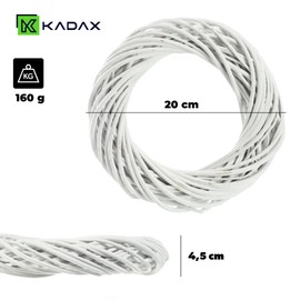 KADAX Decorative Wreath, Ideal as a Door Wreath, Natural Willow Wreath, Rattan Wreath, Table Wreath, Natural Wreath, Willow Ring, Willow Wreath, for Decorating Windows (White, 20 cm)