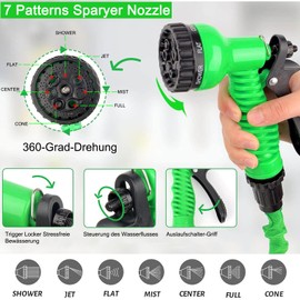 Flexibel Gartenschlauch 15M/50FT Gartenschlauch Wasserschlauch mit 7 Funktionen Brause erweiterbarer Schlauch Flexibler Rasen/Haustier/Autowäsche