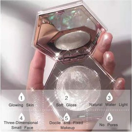 Diamond Highlighter Glitter Diamond White Shimmer Fluorescent Face Highlighter Makeup Palette for Face and Body for Easy Stage and Everyday Long-Lasting Makeup (Diamond White)