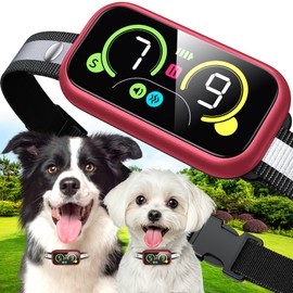 Dog Bark Collar for Large Medium Small Dogs, Smart Barking Collar, Effective No Bark Collar with Adjustable Beep Vibration Correction Modes, Automatic Anti Barking Device, IP67 Waterproof, Red