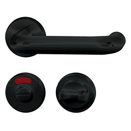 Alpertec 40130250 Door Fitting Black Plastic R for Bathroom Doors Toilet with Locking Latch Including Mounting Material for Bathroom Doors