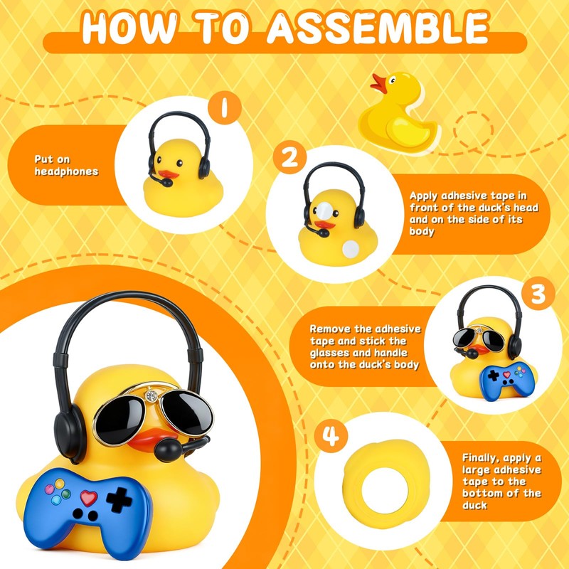 Jyeennar Blue Gamepad Rubber Duck with Sunglasses & Microphone -