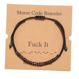 Natural Stone Braided Beads Inspirational Holiday Festival Birthday Graudation Morse Code Bracelets, Metal, Cubic Zirconia, Metal, Cubic Zirconia