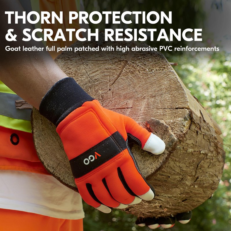 Vgo... Chainsaw Gloves,12-Layer Chainsaw Protection on Left Hand Back,Safety Goat