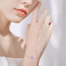 TANGPOET 925 Sterling Silver Anklet Bracelet for Women, Dainty Charm Bracelets Animal Jewelry Birthday Gifts for Mother Daughter Teens Girls, Sterling Silver , Cubic Zirconia