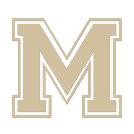 Applicable Pun Varsity Letter M - Vinyl Decal for Outdoor Use on Cars, ATV, Boats, Windows and More - Beige 7 Inches Tall