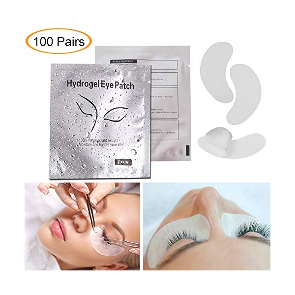 100 Pairs Eye Gel Pads, Jiasoval Natural Hydrogel Eye Patches for Eyelash Extension Lint Free Eye Pads, Eye Mask Pads Beauty Tool - Under Eye Pads