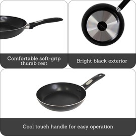 Mirro A79702 Get A Grip Aluminum Nonstick Fry Pan Cookware, 8-Inch, Black -