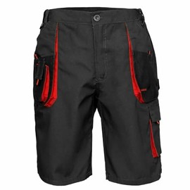 Art.Mas Work Shorts Multi Pockets Cargo, Hard-Wearing Triple Stitched Seams, Comfortable and Durable for Professionals (34/36, Grey-Red)