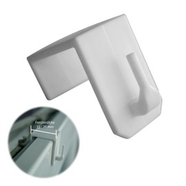 20 x Window Hooks, Decorative Hooks, Window Clips, White for Your Window Decoration or for Attaching Your Window Curtain Rods (Choose Your Individual Window Thickness When Buying) (15-20 mm Window
