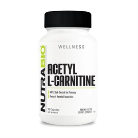 NutraBio- Suplemento de Acetil LCarnitina (ALCAR), 500mg Apoya la Produccin de Energa Natural, Manejo Metablico                                       