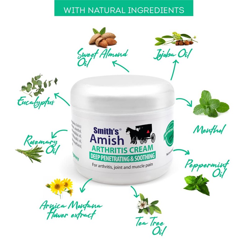 SMITH'S AMISH Arthritis Soothing Cream 3 Pack (Three 4 oz