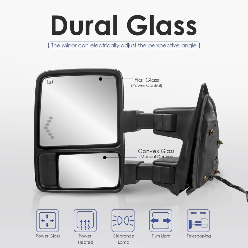 MOSTPLUS Driver Side Towing Mirror Compatible with 2008-2016 Ford F250