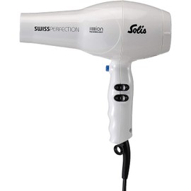 Solis Swiss Perfection Professional Hairdryer, Hair-Friendly 77°C Wind, ION Technology, White (SD440W)