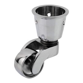Chrome Silver - Solid Brass Castor Caster with 28mm Wheel (Single Piece) – Genuine Solid Brass - Chrome Effect (Silver Colour) – Cup Style Fitting – UK Company