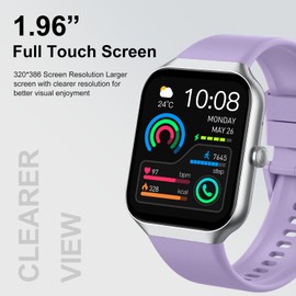 Smart Watch for Women (Answer/Make Call), 1.96" HD Smartwatch with Heart Rate/Sleep Monitor/Pedometer/Calories, 113+ Sports Fitness Watch, IP68 Waterproof Activity Tracker for Android iOS-Purple