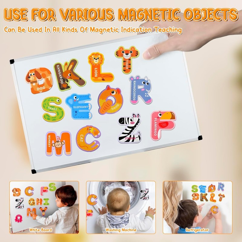Felly Animal Alphabet ABC Fridge Magnets Educational Toy, 26 Magnetic