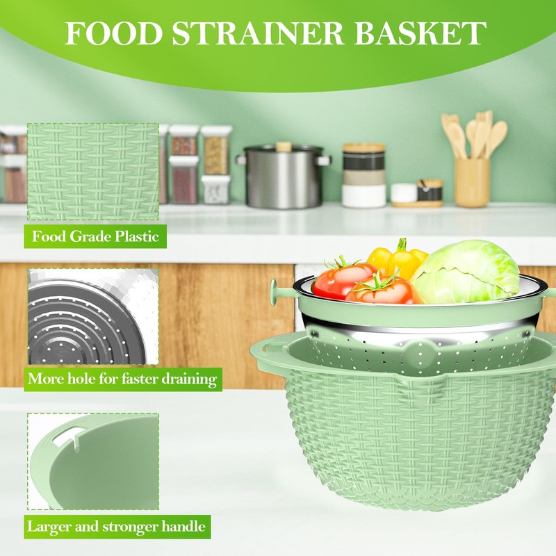 4-1 Colander with Bowl Set - Strainers for Kitchen, Food