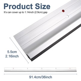 Jiekayi 2Pack 36" Metal Door Draft Stoppers,Door Sweep, Noise Blocker with Rubber Seal Strip, Size 36" L x 2.16" W (Silver)