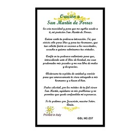 Gifts by Lulee, LLC Oracion a San Martin De Porres Tarjeta De Rezo En Espanol Bendecida Por El Papa Francisco