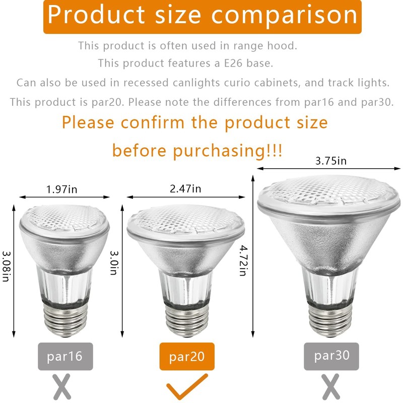 BOGAO Par20 Bulbs, 2 Pcs 120V 50W Par20 Light Bulbs,