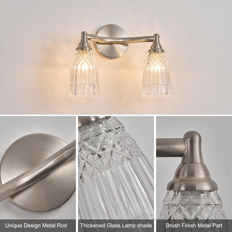 HDDFL Brushed Nickel Bathroom Light Fixture Bathroom Vanity Lighting 2