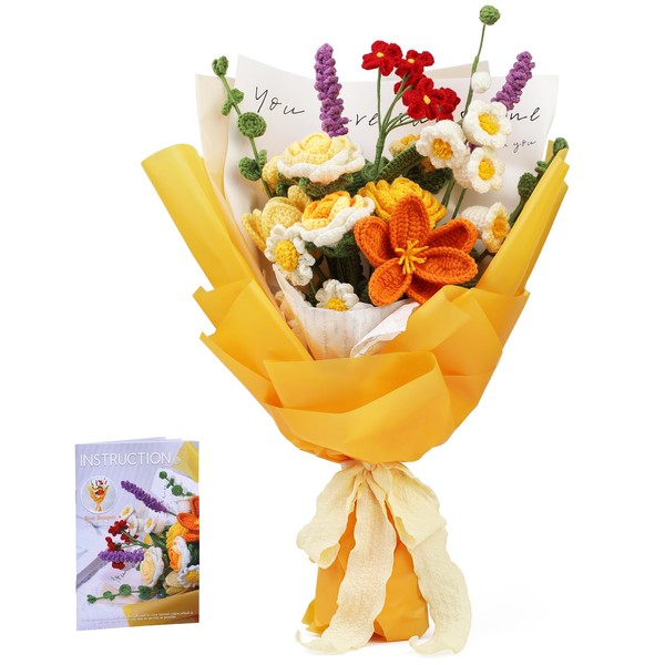 ENCHOL Beginner Crochet Kit, Rose Bouquet Crochet Kit, Complete Flower