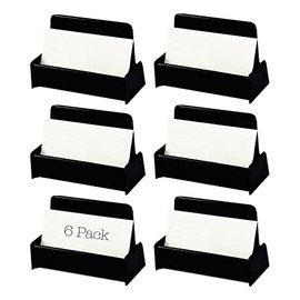 Business Card Holder for Desk, Business Card Holders Display Plastic Business Card Stand, Desktop Business Card Holders for Exhibition, Home & Office - Black - Fits 50 Cards Each - 6 Pack
