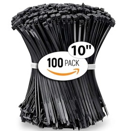 ALBO Zip Ties Black 10 Inch 100 Pack 50 lb, Long Plastic Cable Ties Thick 0.19 Inch Tie Wraps Heavy Duty UV Resistant Nylon Wire Ties for Indoor and Outdoor