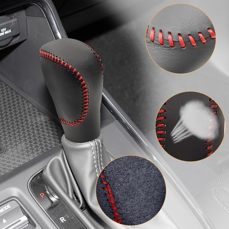 SUNBREATH Compatible with DIY Genuine Black Leather Gear Shift Knob