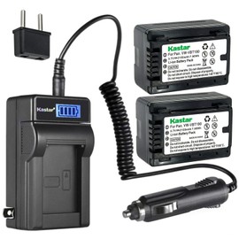 Kastar 2-Pack VW-VBT190 Battery and LCD AC Charger Compatible with Panasonic HC-V160, HC-V160K, HC-V160GK, HC-V180, HC-V180K, HC-V180GK, HC-V201, HC-V201K, HC-V210, HC-V210M, HC-V210GK, HC-V210MGK